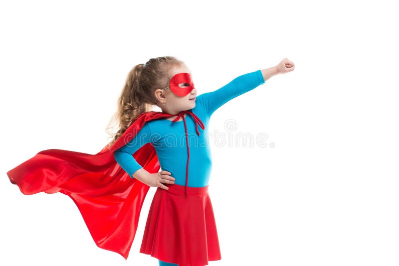Superherobarn (flicka) som isoleras royaltyfri bild Superherobarn (flicka) som isoleras royaltyfri bild