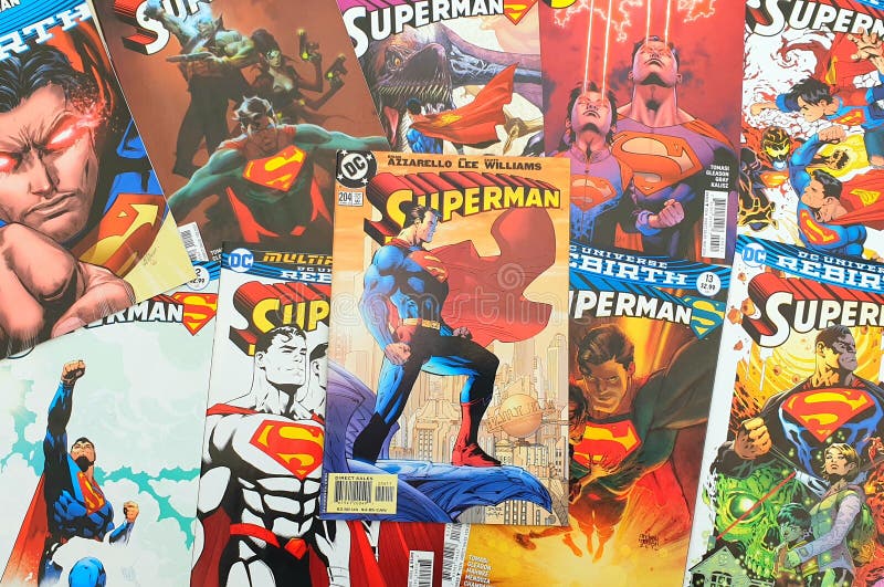 Superman comic book background modern and vintage