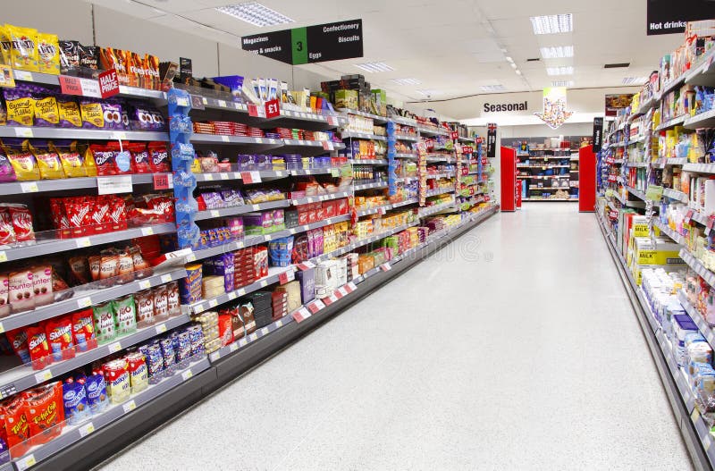 Supermarket aisle empty