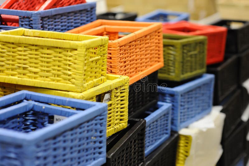 Supermarket baskets stock photo. Image of black, asia 9357072