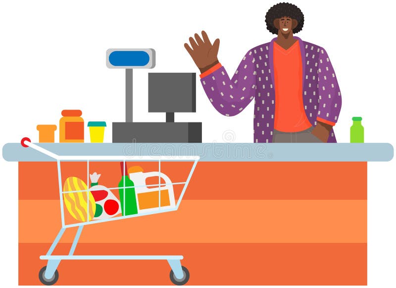 grocery store clerk clipart