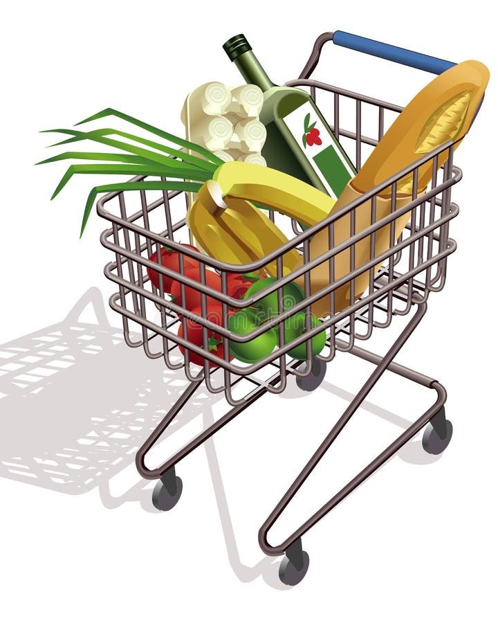 Supermarket trolley stock illustration. Illustration of apples - 50815042