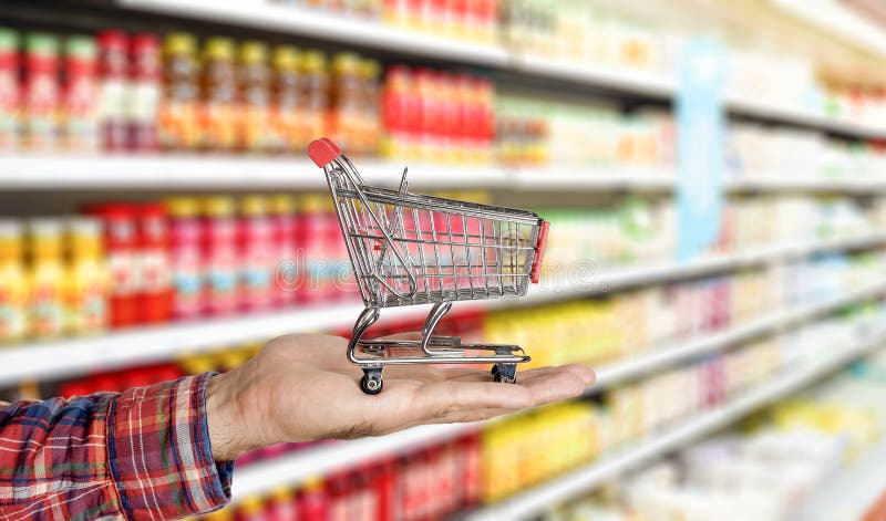 Leere Metallischen Supermarkt Einkaufen Warenkorb Seitenansicht