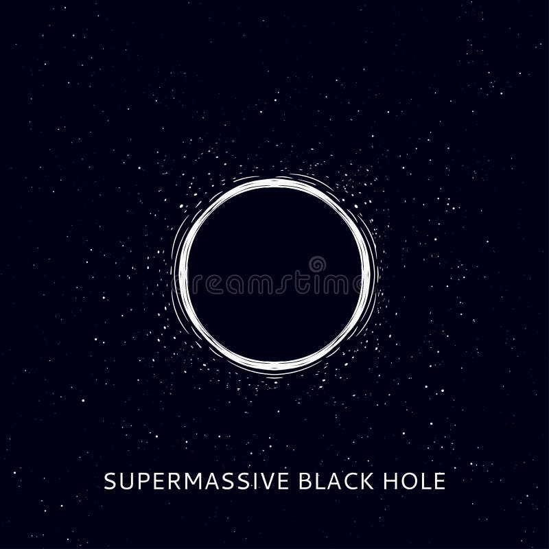 Supermassive black hole in space logo, vector illustration