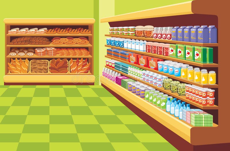Supermercado. stock de ilustración Supermercado. stock de ilustración