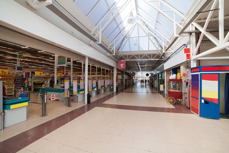 Interior of modern european supermarket. Interior of modern european supermarket