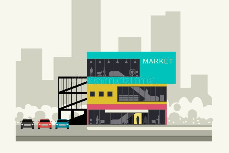 Supermercato sul bordo della strada illustrazione vettoriale Supermercato sul bordo della strada illustrazione vettoriale