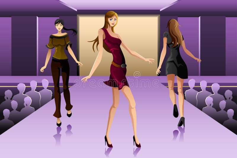 Supermodels die op een baan lopen toont royalty-vrije illustratie Supermodels die op een baan lopen toont royalty-vrije illustratie