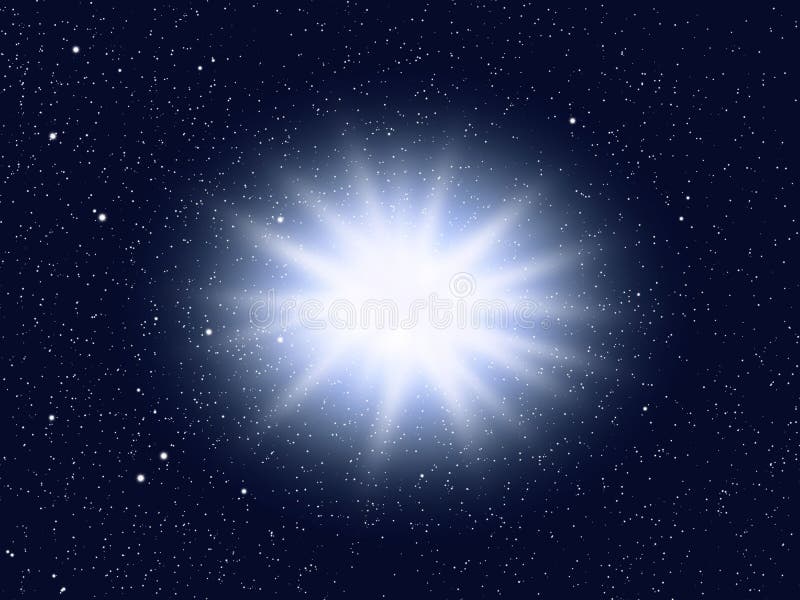Explosion of the big star in space. Big bang illustrations