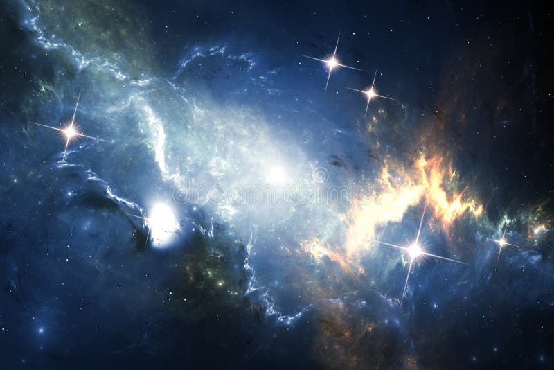 Supernovaexplosion med den glödande nebulosan i bakgrunden royaltyfri illustrationer