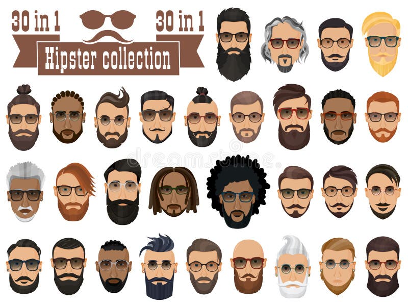 Superset 30 γενειοφόρων ατόμων hipsters με τα διαφορετικά hairstyles
