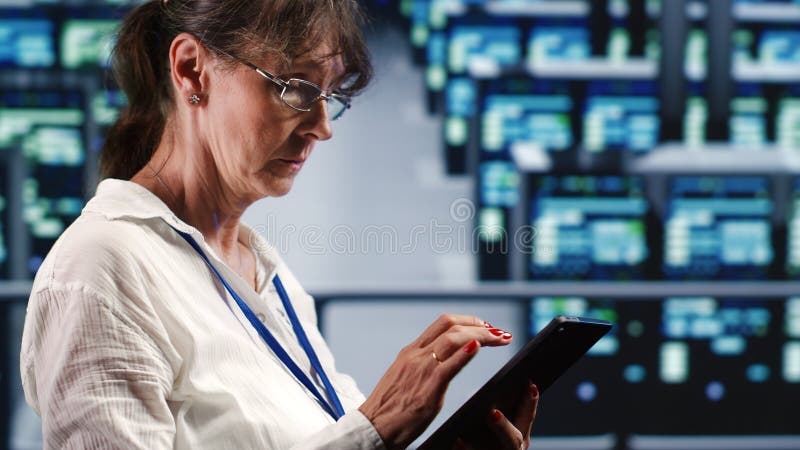 Supervisor doing regular server updates stock images