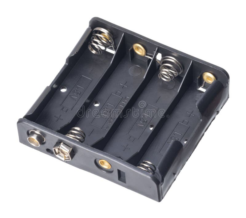 Suporte da bateria isolado de 4x AA fotografia de stock royalty free Suporte da bateria isolado de 4x AA fotografia de stock royalty free
