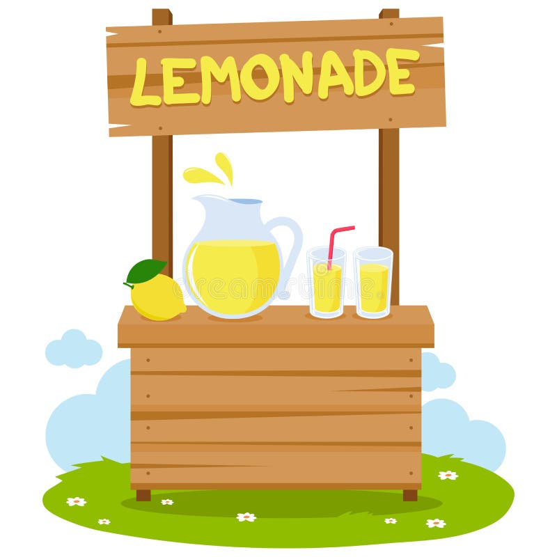 Suporte de limonada de madeira e sumo de limão. ilustração vetorial