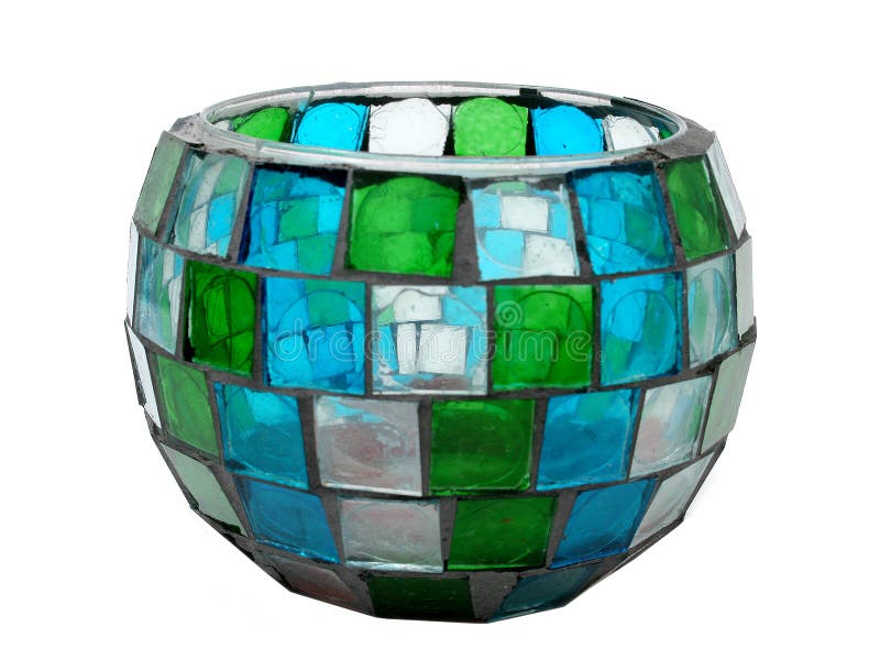 Suporte de vela antigo do vidro colorido/mosaico fotos de stock Suporte de vela antigo do vidro colorido/mosaico fotos de stock