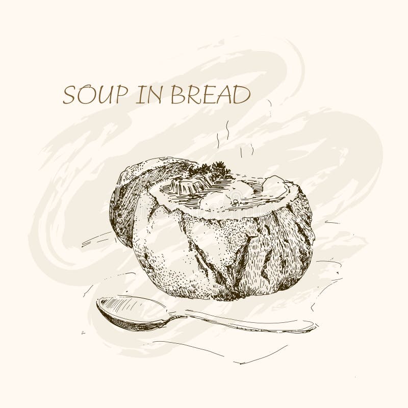 Suppe im Brot lizenzfreie abbildung Suppe im Brot lizenzfreie abbildung