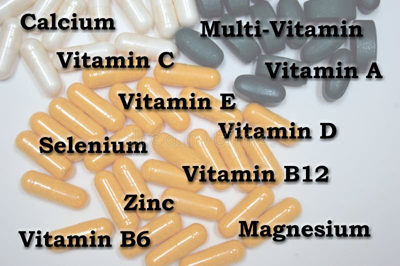 Illustration representing vitamins and supplements.