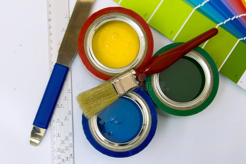 Painting supplies. stock image. Image of flooring, color 3533059