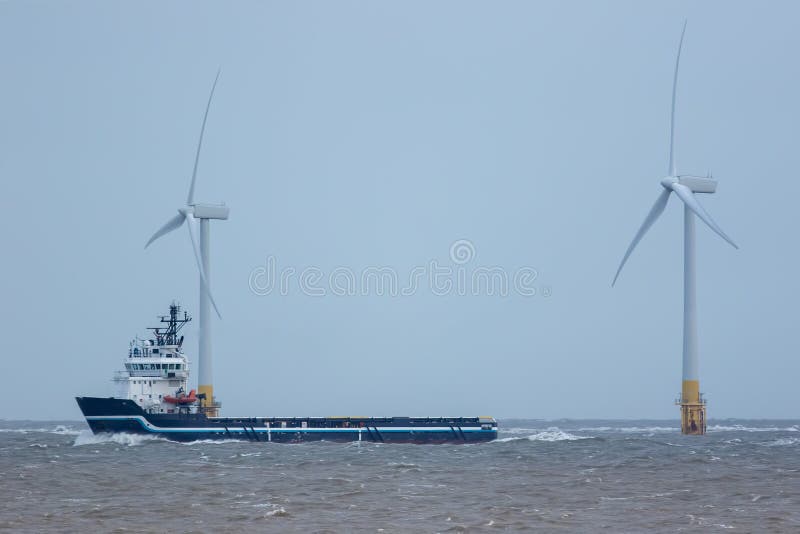 Supply vessel for green energy industry offshore wind turbine development