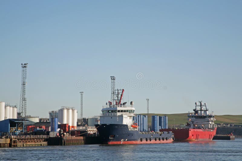 Oil Rig supply vessels in Aberdeen harbour