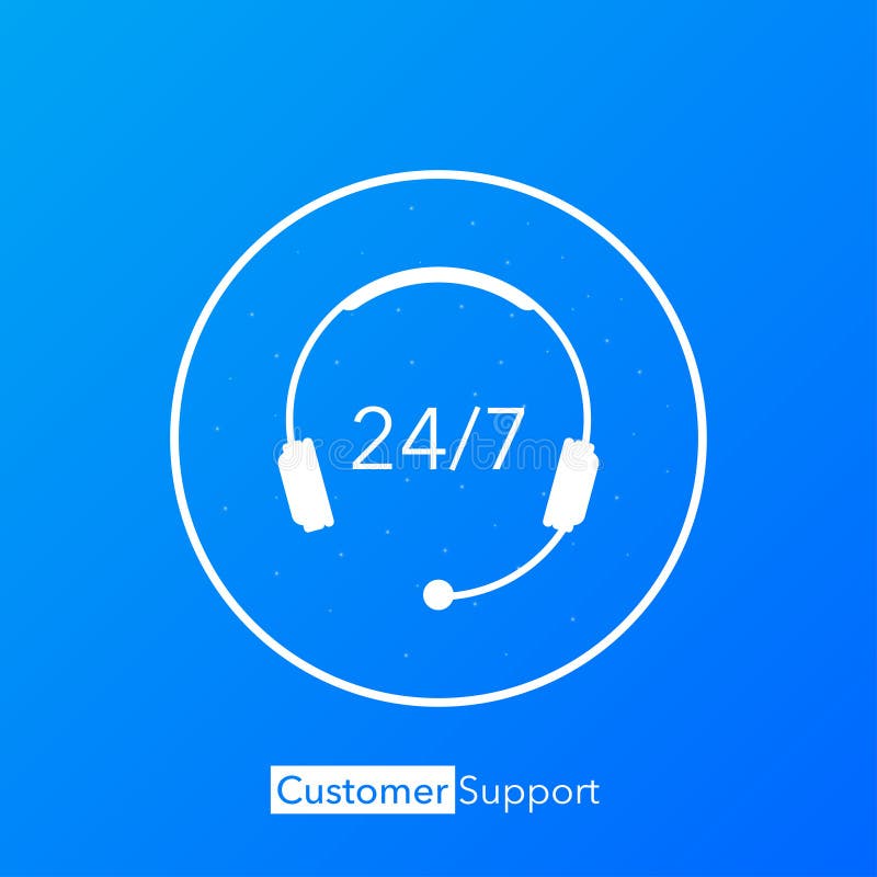 24/7 Support in Abstract Style on White Background. Customer Service.  Online Support Call Center. Flat Vector Stock Vector - Illustration of  week, flat: 208943023