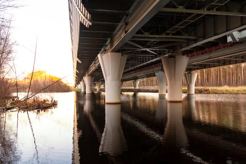 Support of the overpass of the western high-speed diameter - automobile highway royalty free stock photography
