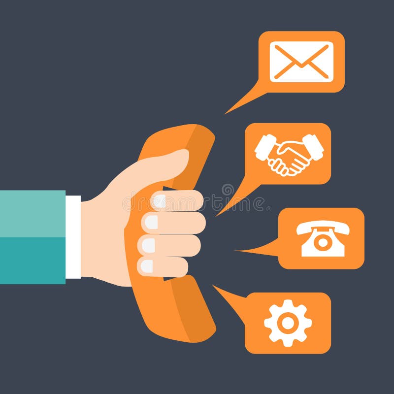 Support service concept. Flat design illustration with icons. Technical support assistance vector illustration