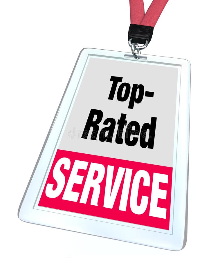 Support à la clientèle évalué supérieur d'étiquette de nom d'insigne des employés de service illustration stock