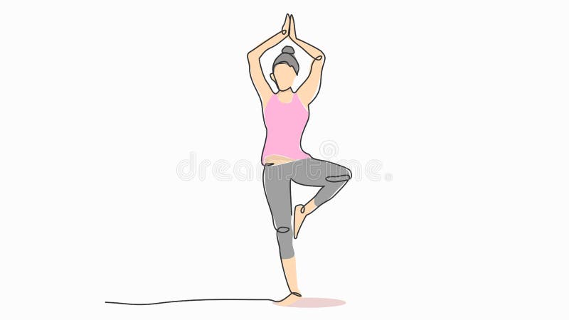 Supporto della donna in un piede che medita linea cattivo disegno di meditazione di yoga la singola con l'illustrazione piana di royalty illustrazione gratis Supporto della donna in un piede che medita linea cattivo disegno di meditazione di yoga la singola con l'illustrazione piana di royalty illustrazione gratis