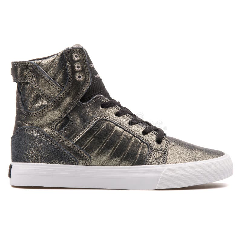 Supra Kids Skytop Pewter, Black and White Sneaker Editorial Image ...