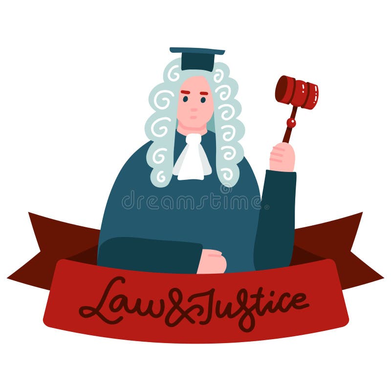 Supreme Court, Judiciary Social Media Banner. Judge in Mantle and Wig  Cartoon Characterwoth Lettering Law and Justice on Ribbon Stock Vector -  Illustration of background, concept: 184113789