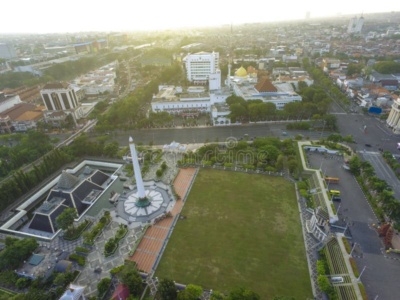 Aerial View the Monument `tugu Pahlawan` Stock Photo - Image of