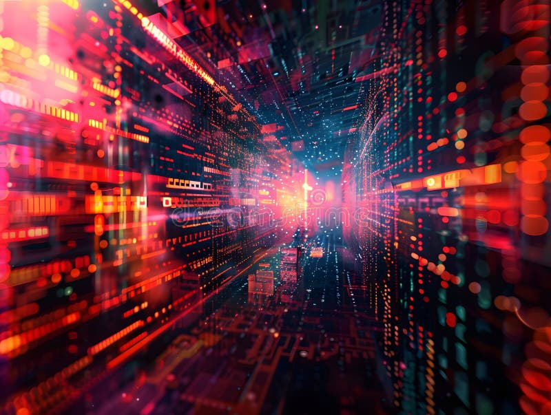 Cybersecurity Defense: Digital Network Protection Abstract Background Art royalty free illustration