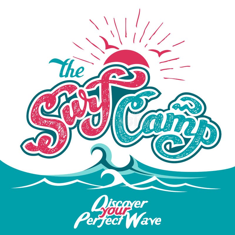 The Surf Camp hand lettering stock illustration