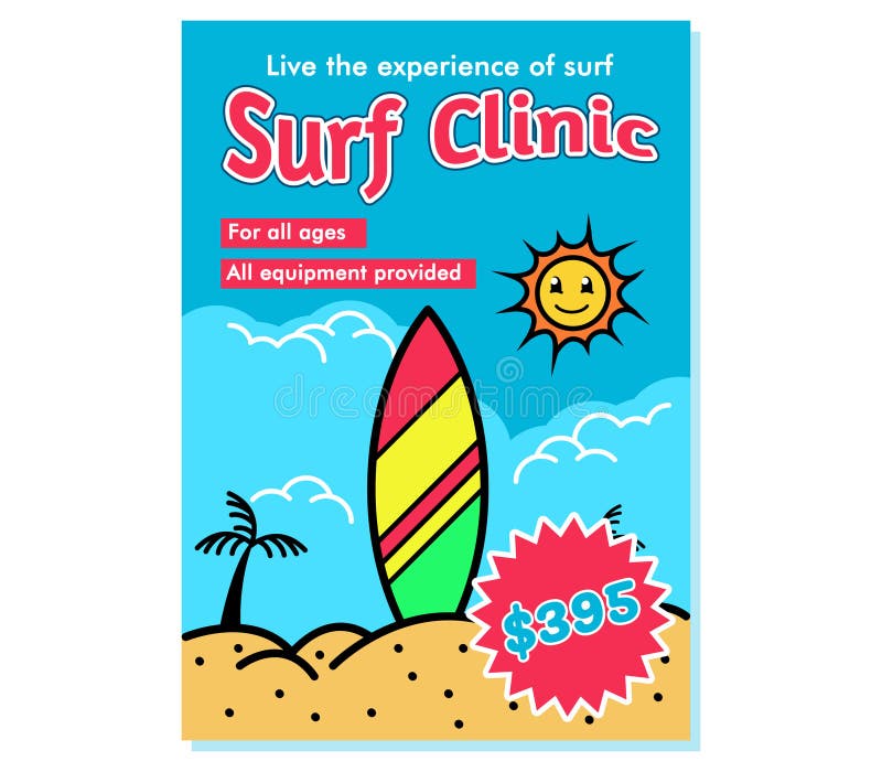 Surf Clinic Recruitment Poster stock illustration Surf Clinic Recruitment Poster stock illustration
