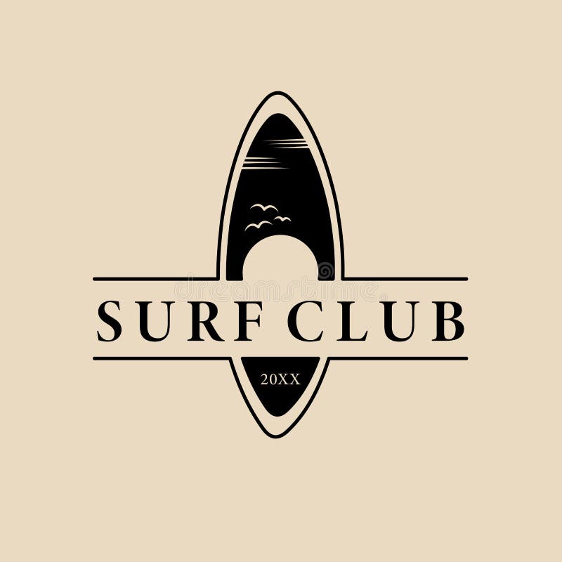 Surf Line Art Logo, Icon and Symbol, Illustration Design Stock