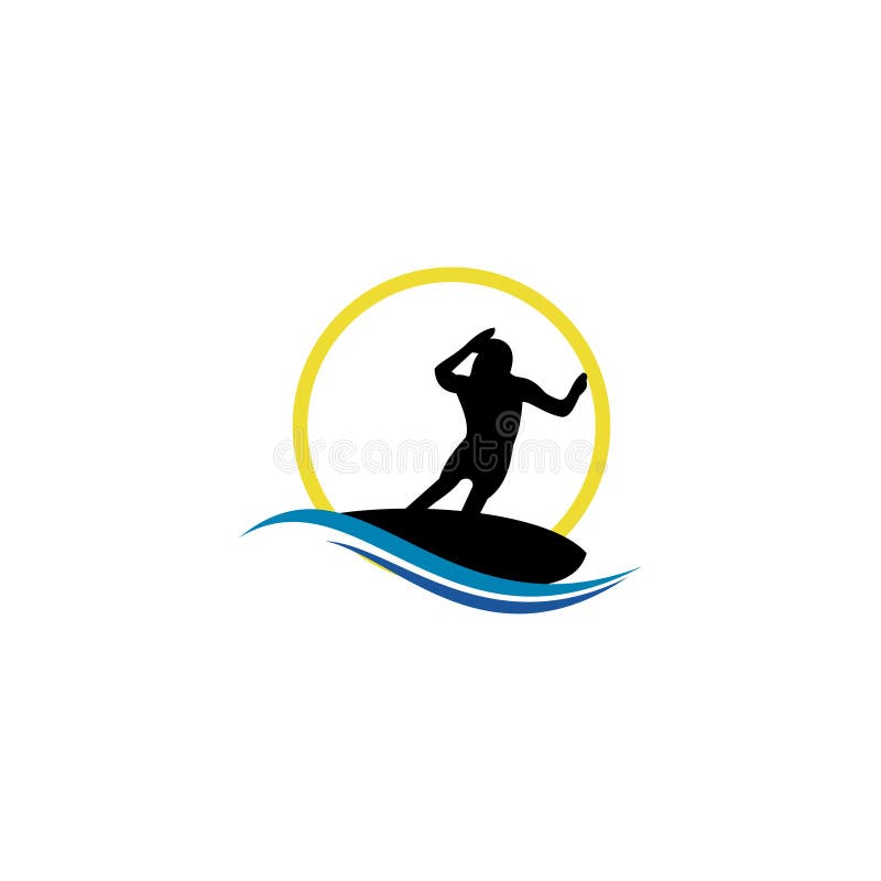 Surf Logo Template, Water Sports Design Vector. Stock Vector