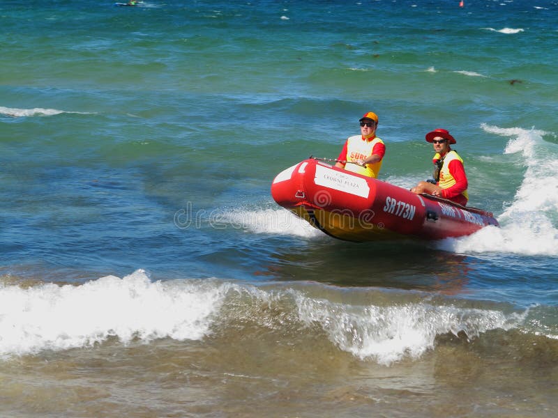 Inflatable surf rescue boat patrol, Australian coastal service