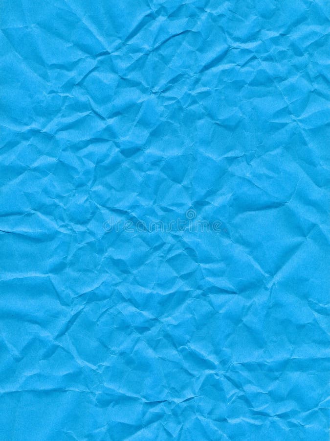 Surface of Colored Paper, Sheet of Crumpled Blue Paper Stock Photo