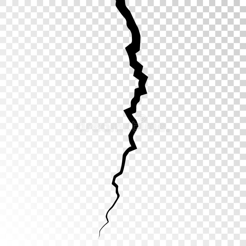 Surface cracked ground. Sketch crack texture. Split terrain after earthquake. Vector illustration on transparent background