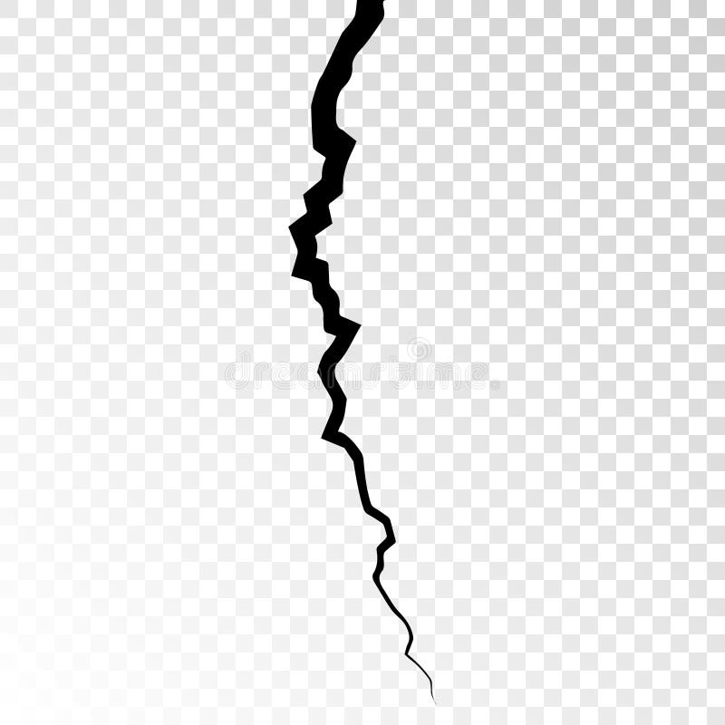 Surface cracked ground. Sketch crack texture. Split terrain after earthquake. Vector illustration on transparent background