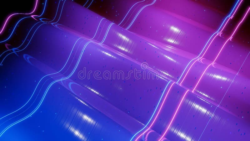 Surface 3d abstraite avec de belles vagues, étincelles lumineuses et dégradés de couleur lumineuse Les vagues s'exécutent sur trè illustration de vecteur
