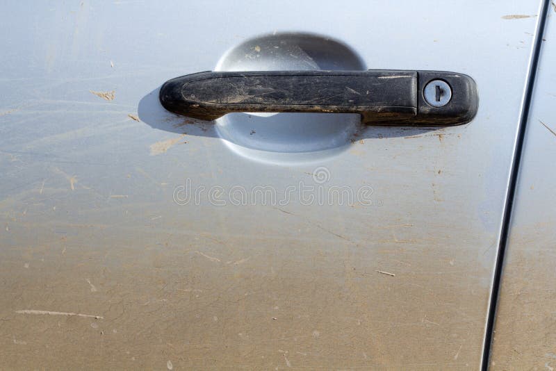 The Surface of the Door and Handle Dirty Stock Image Image of macro