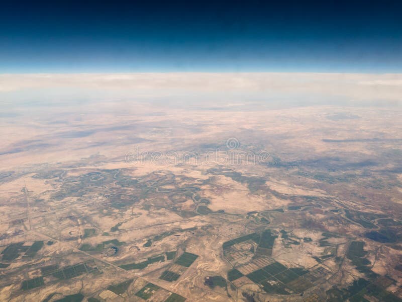 Surface of the earth from the airplane window