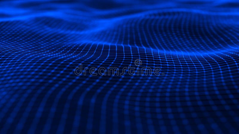 Surface onduleuse avec beaucoup de points et de lignes Fond futuriste abstrait rendu 3d illustration libre de droits Surface onduleuse avec beaucoup de points et de lignes Fond futuriste abstrait rendu 3d illustration libre de droits