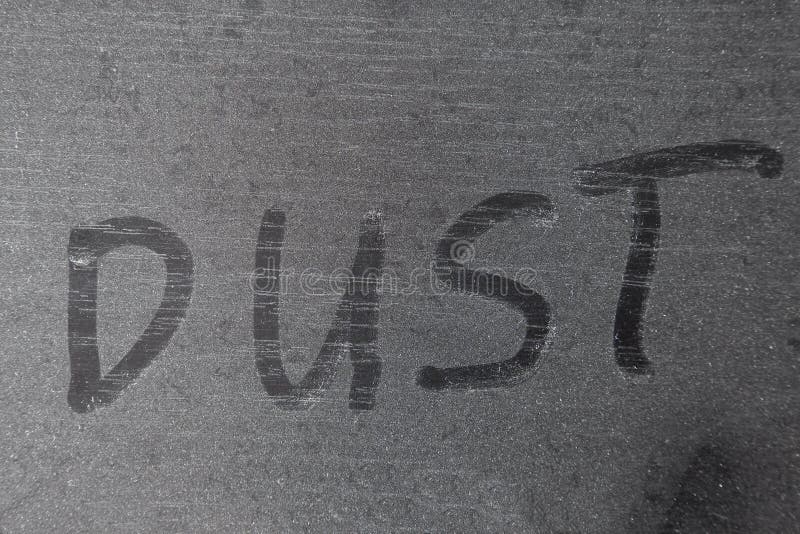 Dusty surface with written marking. Dusty surface with written marking