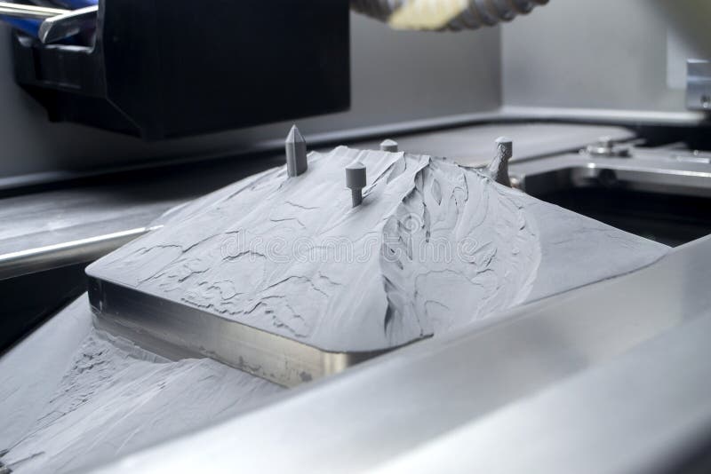 Surface with Printed Objects on Metal 3D Printer, Covered Metal Powder