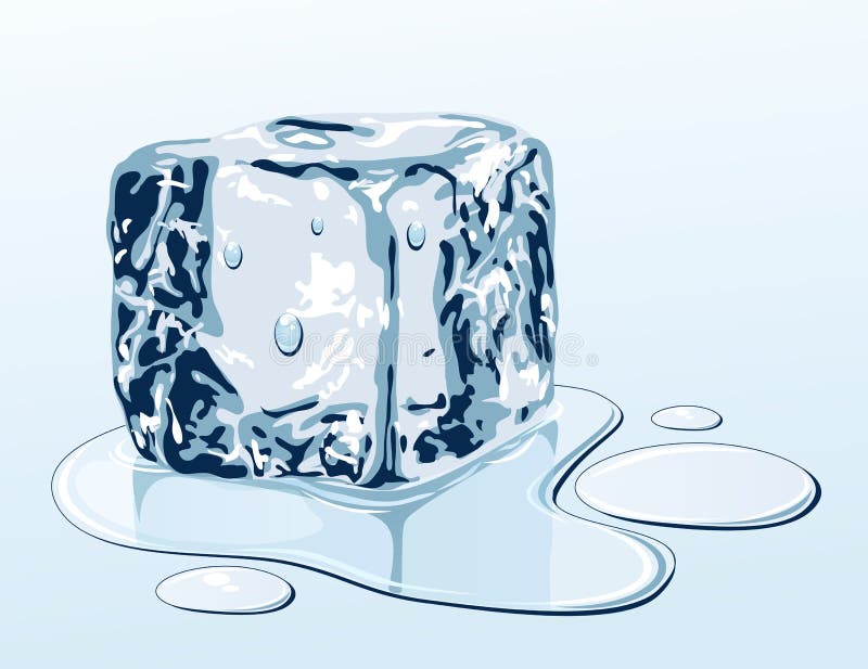 Ice cube on water surface, illustration. Ice cube on water surface, illustration