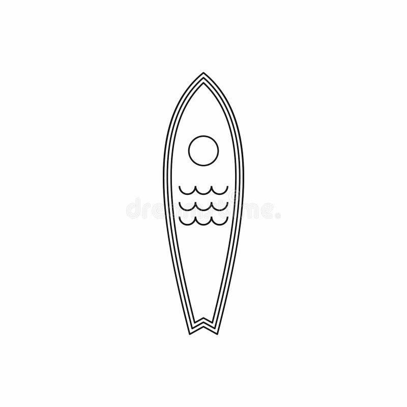 Surfboard Icon, Outline Style Stock Vector Illustration of summer