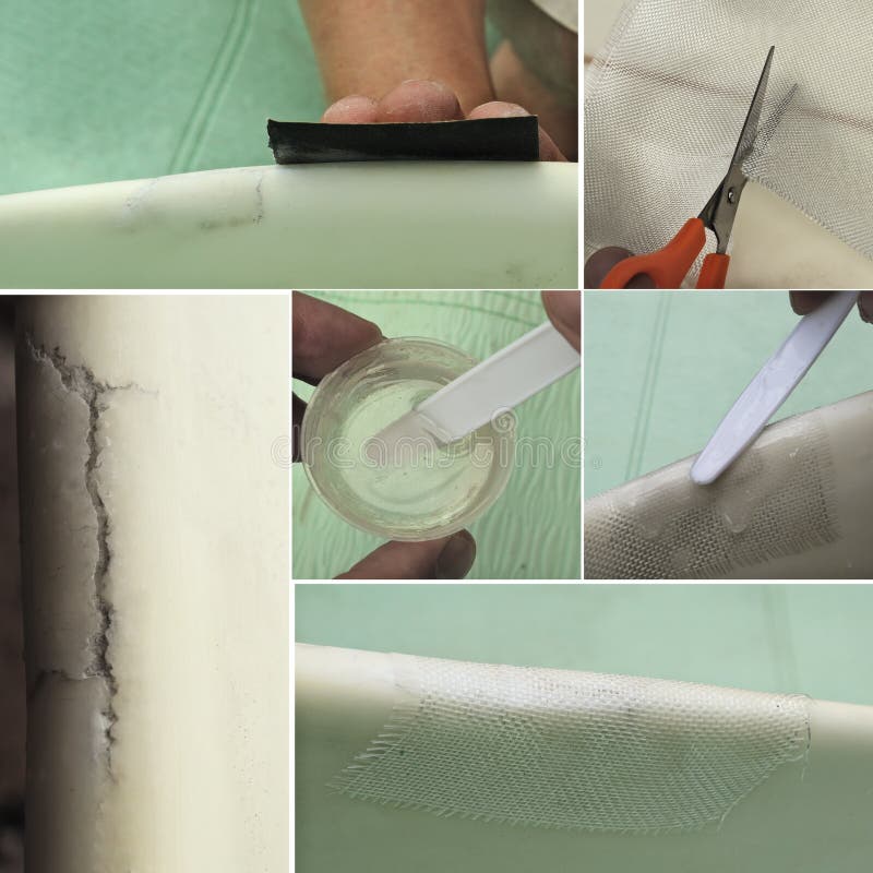 Surf Repair Professional Working on a Surfboard Stock Photo Image of